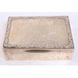 George V silver table box of rectangular form, with spot-hammered finish,