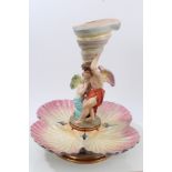 Fine Victorian Crown Staffordshire porcelain table centre with central shell supported by fairy and