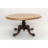 Victorian burr walnut loo table,