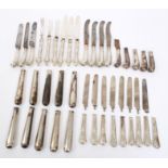 Large selection of late 18th / early 19th century silver knife handles - including some pistol grip,