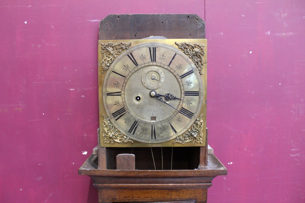 Early 18th century eight day longcase clock with square brass dial, - Image 8 of 11