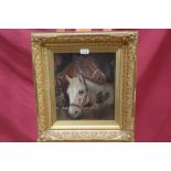 Rose Daniels, late 19th century oil on canvas - two horses in a stable, signed verso,