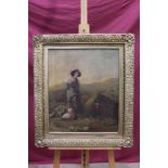 Manner of Paul Falconer Poole, late 19th century oil on canvas - fetching water, in gilt frame,