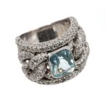 Aquamarine and diamond ring,