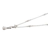 Diamond pendant necklace with a pear cut diamond,