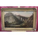 Samuel Parrott (1797 - 1876), oil on canvas - extensive view of Dovedale, signed, in gilt frame,