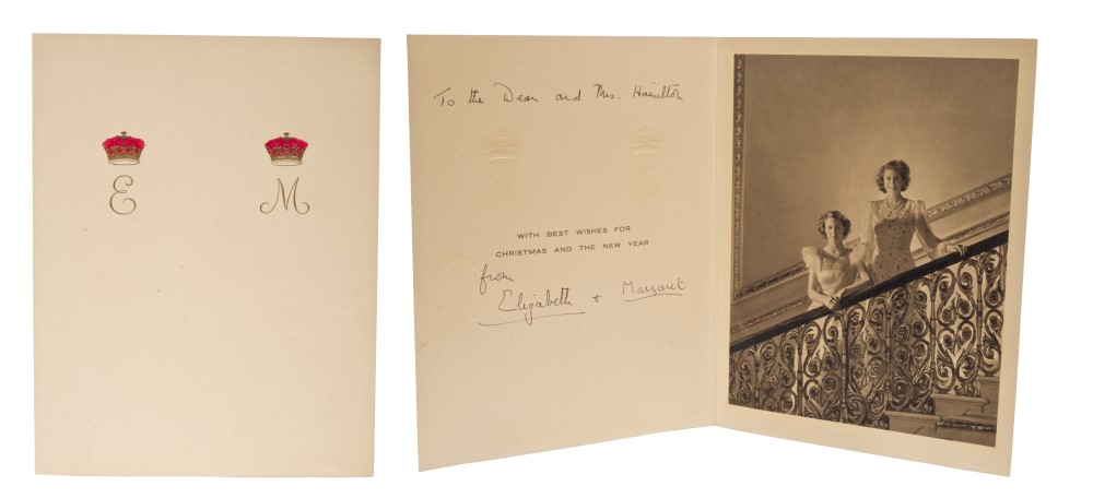 TRH The Princesses Elizabeth (later HM Queen Elizabeth II) and Margaret - signed 1945 Christmas