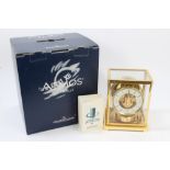 Jaeger-LeCoultre Atmos perpetual mantel clock with gilt brass glazed case, 22cm high x 18cm wide,