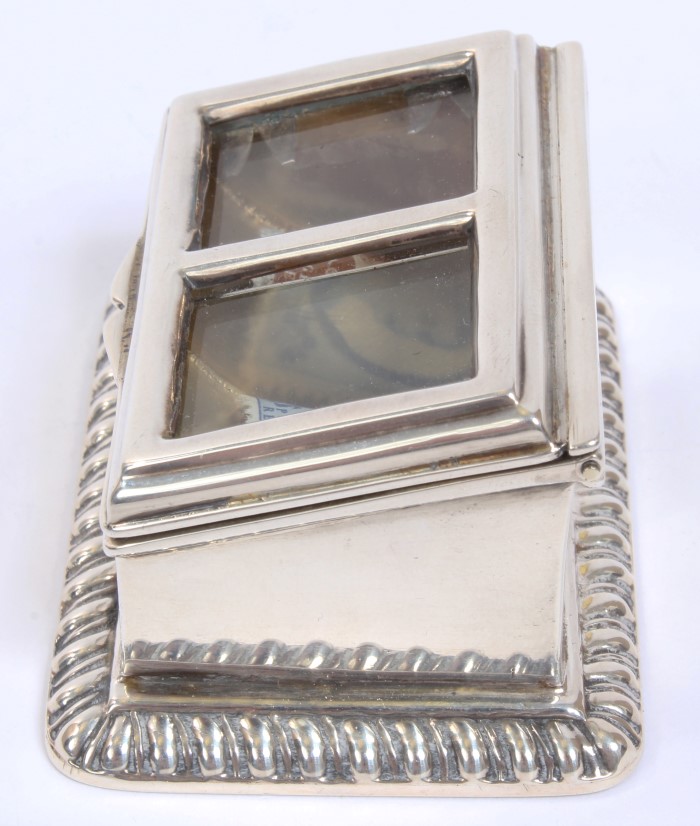 Victorian silver two-compartment stamp box of cold frame form, - Image 2 of 4