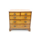 George III mahogany chest of drawers with moulded rectangular top and two short over three long