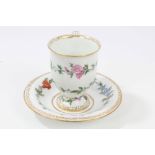 Late 18th century Meissen porcelain coffee cup and saucer - outside decorated with polychrome