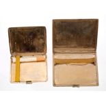 Two 1930s 9ct gold cigarette cases with engine-turned decoration (Birmingham 1932 and 1937)