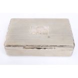 Victorian silver cigarette box of rectangular form, with engine-turned decoration,