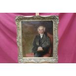 19th century English School oil on canvas - portrait of a gentleman seated in an interior,