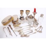 Selection of miscellaneous Georgian and later silver and white metal - including pair hairbrushes,