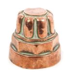 Very rare 19th century miniature copper tower jelly mould, numbered 65 and engraved - 'T. R.