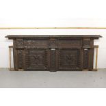 Impressive Jacobean-style carved oak panel section, approximately 300cm x 120cm,
