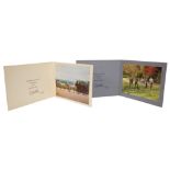 HM Queen Elizabeth II - two signed Christmas cards for 1973 and 1974 - both with twin gilt embossed