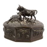 After Christophe Fratin (1801 - 1864), late 19th / early 20th century bronze box of canted form,