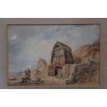 William Henry Stothard Scott of Brighton (1783 - 1850), watercolour - Boathouse on Brighton Beach,