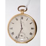 1920s gentlemen's 18ct gold Marvin open face pocket watch with stem-wind movement and silvered dial