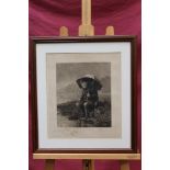 Frank Paton (1855 - 1909), signed etching - The Fisherman, also signed by Albert W.