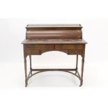 Edwardian mahogany and boxwood line-inlaid cylinder bureau,