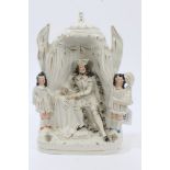 Victorian Staffordshire figure of King John signing the Magna Carta in a tent with two attendants,