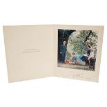 HM Queen Elizabeth II - signed 1957 Christmas card with gilt embossed crown to cover and colour
