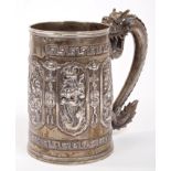 Late 19th / early 20th century Chinese silver mug of tapering cylindrical form,