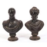 Pair early 19th century bronze busts of HRH The Duke of Clarence and St.