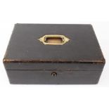 Victorian black leather-covered dispatch box with gilt embossed 'J. S.