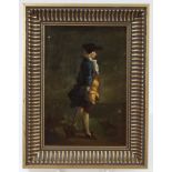 18th century English School oil on board - portrait of a gentleman in tricorn hat,