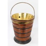 19th century Dutch fruitwood and ebonised peat bucket of typical form,