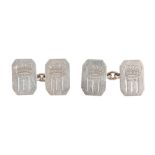 HRH Princess Marina - Duchess of Kent - pair 1930s Royal Presentation silver cufflinks of octagonal