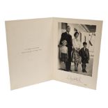 HM Queen Elizabeth II - signed 1956 Christmas card with gilt embossed crown to cover and black and