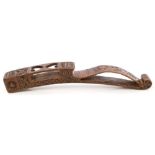 Scarce George III Welsh carved fruitwood knitting sheath,