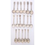 Set of six late Victorian silver teaspoons with scroll decoration and registration number