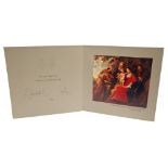 HM Queen Elizabeth II and HRH The Duke of Edinburgh - signed 1961 Christmas card with twin gilt