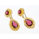 Pair 19th century-style garnet earrings,