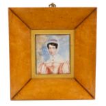 English School, circa 1830, miniature portrait on ivory of a lady, named verso as Caroline Ridgeway,