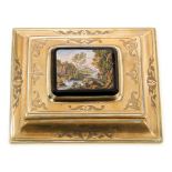 19th century Italian micromosaic and brass mounted paperweight,