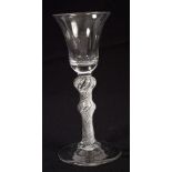 Georgian wine glass, circa 1740, with bell-shaped bowl,