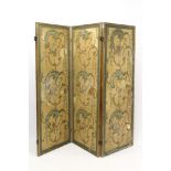 19th century French three-fold painted screen,