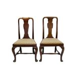 Rare near pair of early 18th century walnut side chairs,