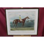 Victorian hand-coloured engraving - Thormanby published by Gambart 1860, in glazed frame,