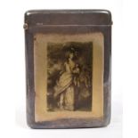 Late Victorian silver card case of rectangular form, with silver gilt interior and hinged cover,