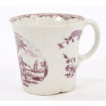 18th century Worcester feather-moulded coffee cup, circa 1756 - 1758,