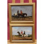 Pair of Victorian English School oils on panel - Going to the Meet and Coming Home, in gilt frames,