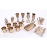 Selection of miscellaneous Victorian and later silver - including punch trinket dish, trug,